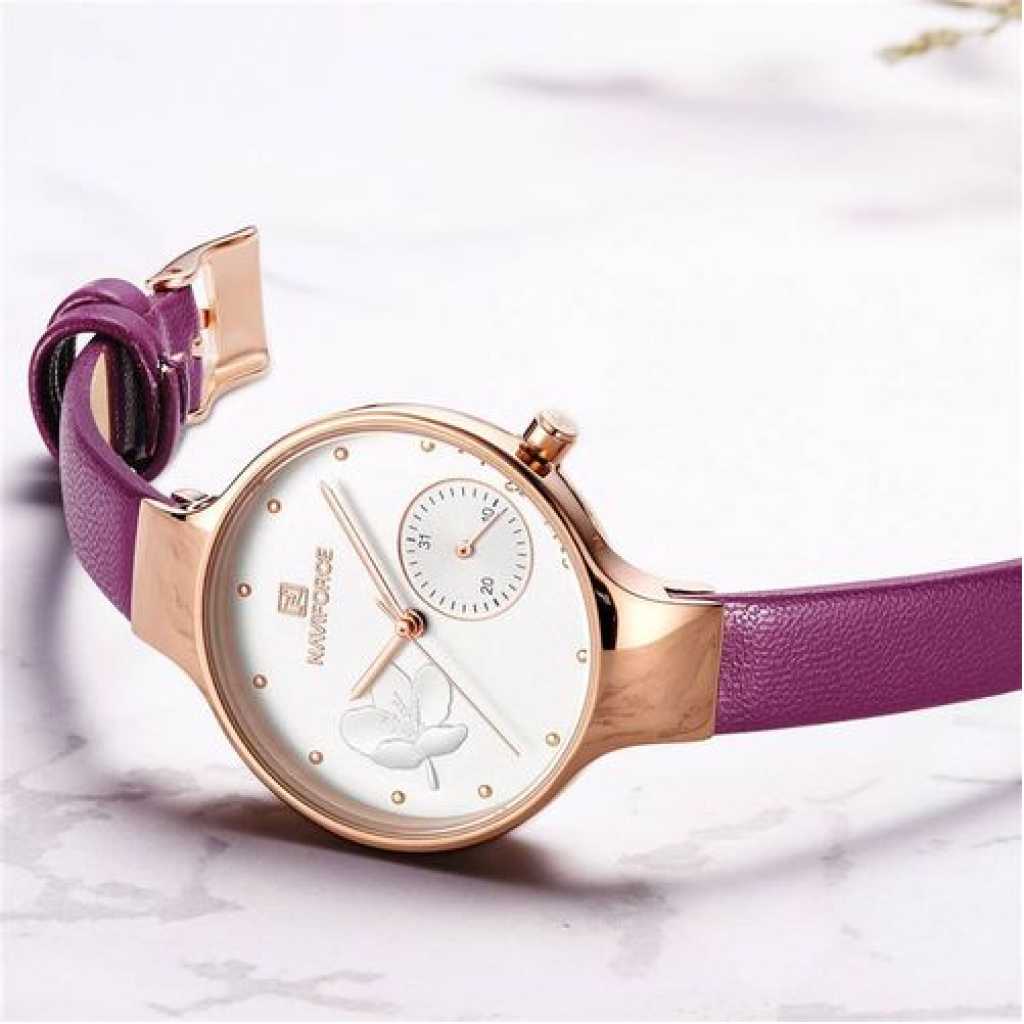 Naviforce Ladies' Luxury Analog Wrist Watch - Gold, Purple