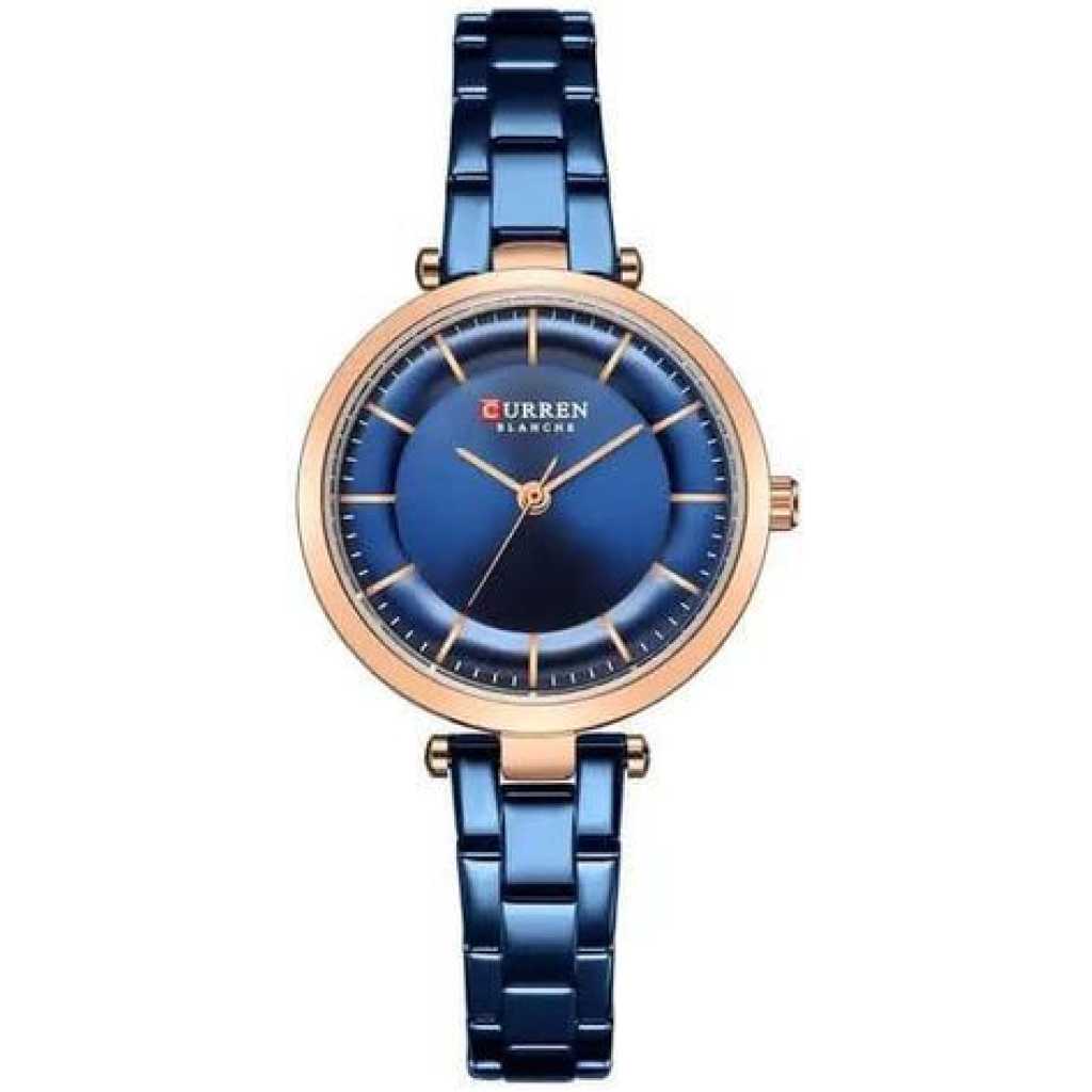 Curren Stainless Steel Women's Classy Analog Watch - Blue, Rose Gold