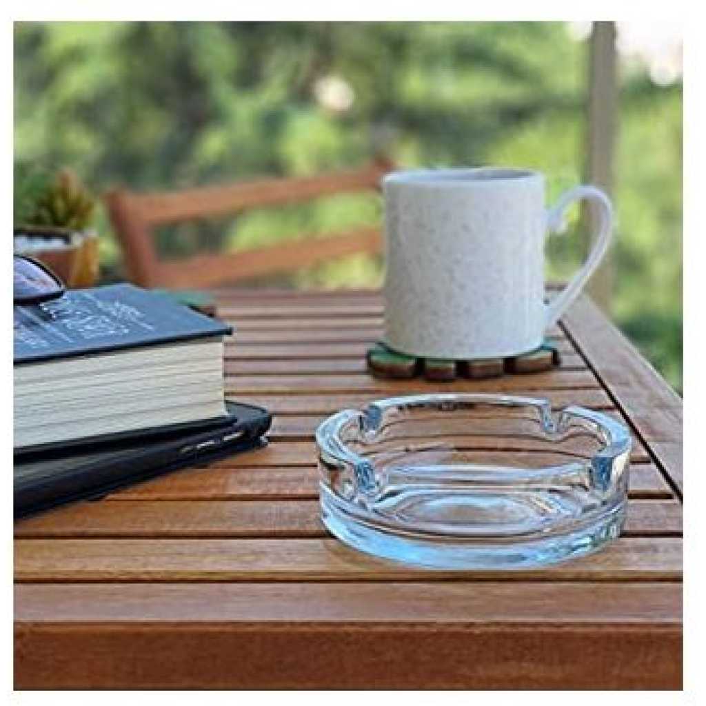 Glass Ashtray For Cigarettes, Portable Decorative Modern Ashtray For Home Office Indoor Outdoor Patio Use- Clear.