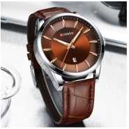 Curren Men's Formal Analog And Dated Water Resistant Watch - Brown Silver