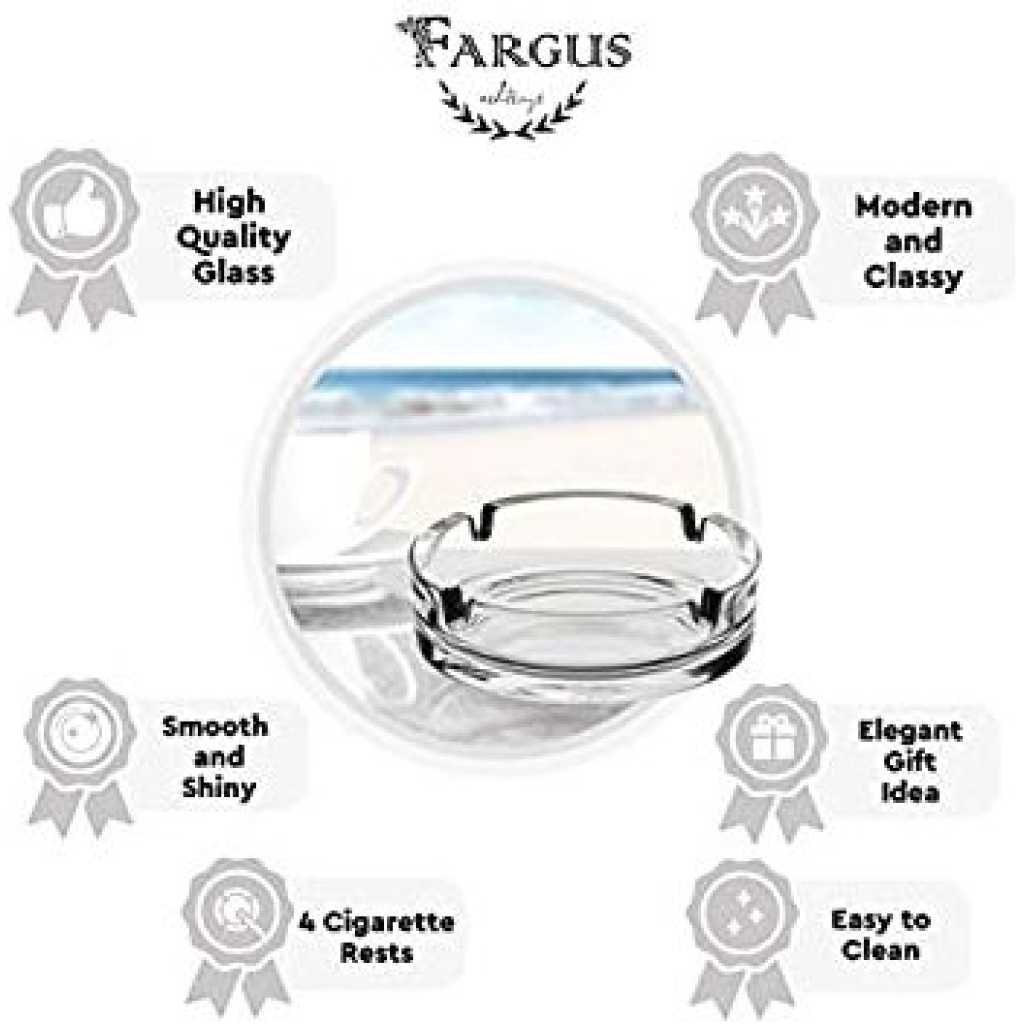 Glass Ashtray For Cigarettes, Portable Decorative Modern Ashtray For Home Office Indoor Outdoor Patio Use- Clear.