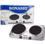 Sonashi Double Electric Hot Plate SHP-611S – 185MM and 155MM Class 1 Hot Plate with Stainless Steel Body, Auto Thermostat, On/Off Indicator Light | Kitchen Appliances Electric Cook Tops TilyExpress