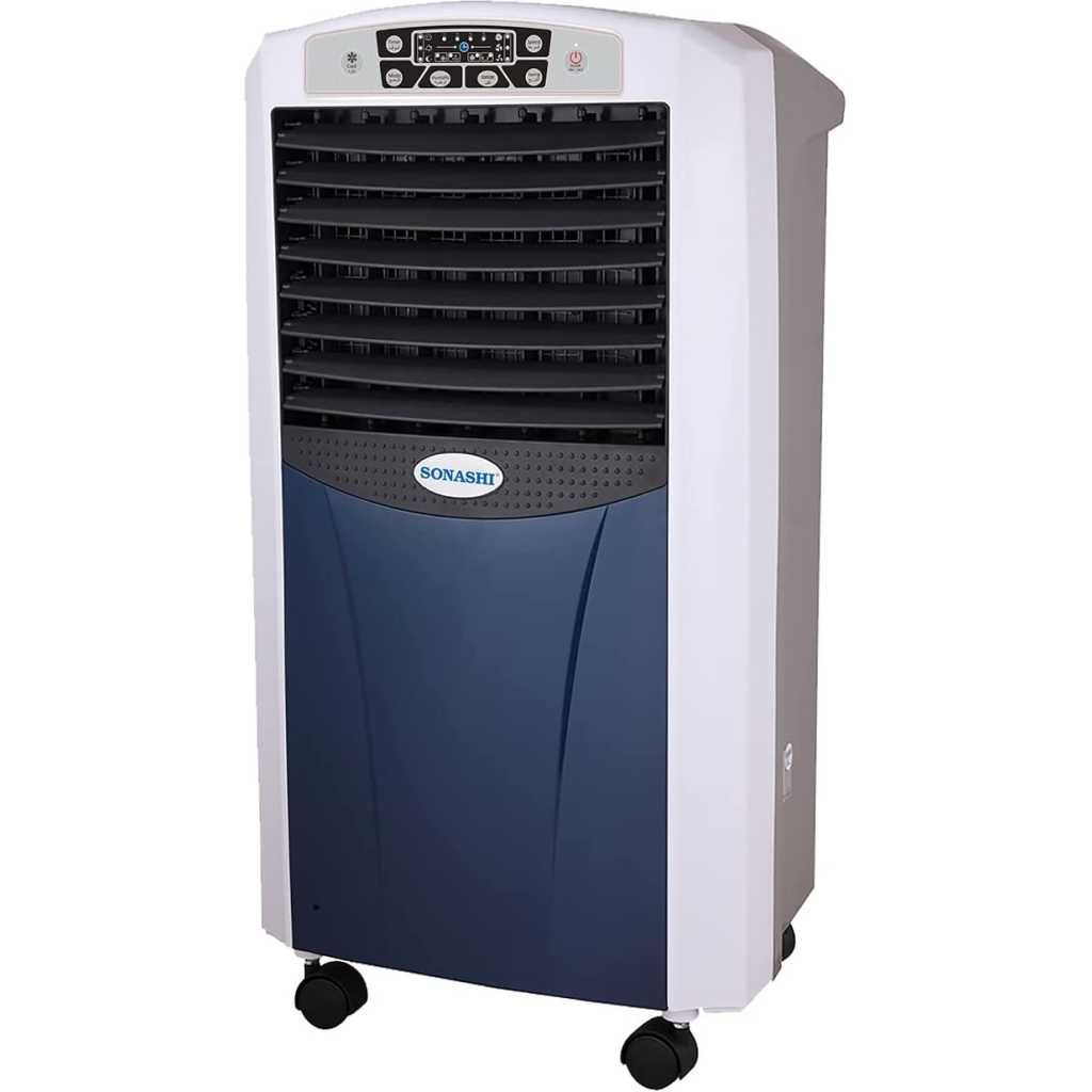 Sonashi SAC-204 Portable Air Cooler w/ 7 Liter Water Tank, Air Conditioner, 2 Ice Boxes, Three Wind Speeds, Water Level Indicator, 4 Castor Wheels, Electronic Display, 12 Hour Timer | Home Appliance