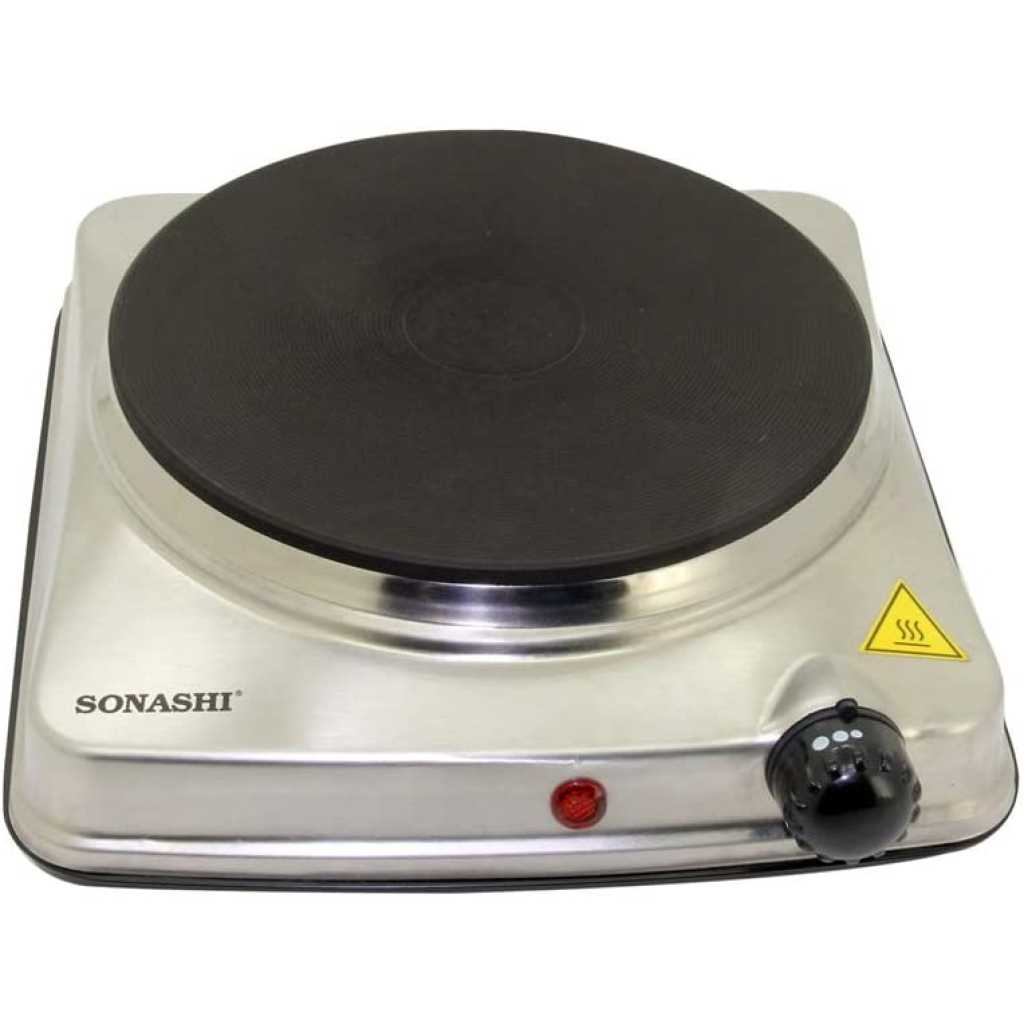 Sonashi Electric Hot Plate Single Burner SHP-610S – 185MM, 1500W Class 1 Hot Plate with Stainless Steel Body, Auto Thermostat, On/Off Indicator Light | Kitchen Appliances
