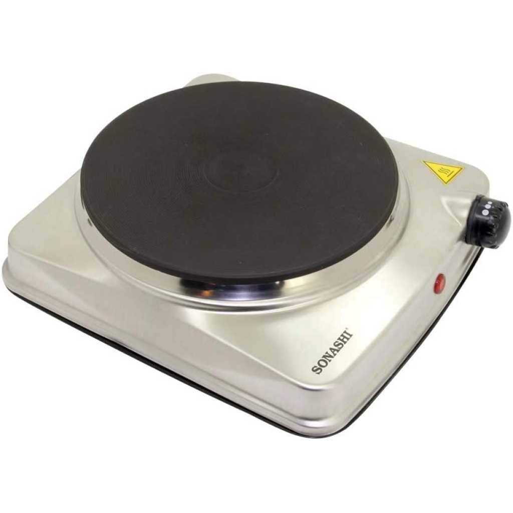 Sonashi Electric Hot Plate Single Burner SHP-610S – 185MM, 1500W Class 1 Hot Plate with Stainless Steel Body, Auto Thermostat, On/Off Indicator Light | Kitchen Appliances