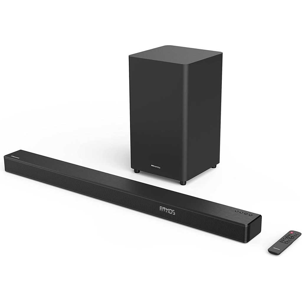 Hisense 3.1ch Sound Bar with Wireless Subwoofer HS312, 300W, Dolby Atmos, 4K Pass-Through, Cinematic Experience, One Remote contorl, Roku TV Ready, Bluetooth, HDMI ARC/Optical/AUX/USB, 5 EQ Modes