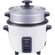 Sonashi 1.8 L Rice Cooker With Steamer SRC-318 - Tempered Glass Lid, Cool Touch Handle, Non-Stick Coating & Automatic Shut Off Function | Kitchen Appliance