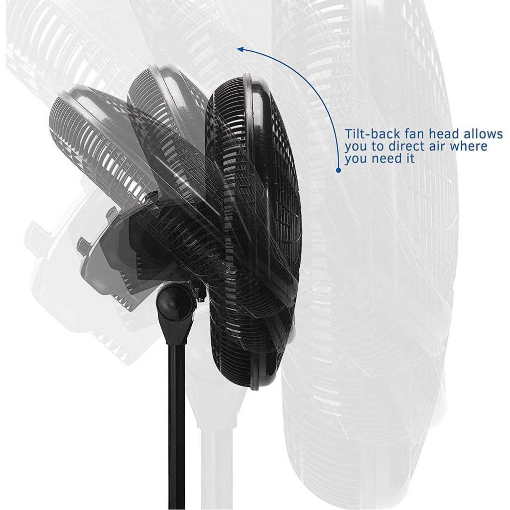 SONASHI SF-8027SR Stand Fan – [Black] 16 in. Floor Fan with Remote Control, 3 Speed Switch, Auto Wind Flow Function, 5 Transparent Blade Leaf | Electronic Appliance for Home, Workplace Living Room Fans TilyExpress 8
