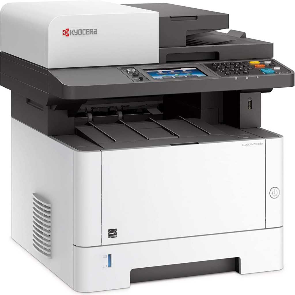 Kyocera M2640idw Monochrome Multifunctional Laser Printer (Print, Copy, Color Scan and Fax), 52 PPM B&W, Print Resolution 600 x 600 DPI Up To Fine 1200 DPI, Wireless (HyPAS capable)