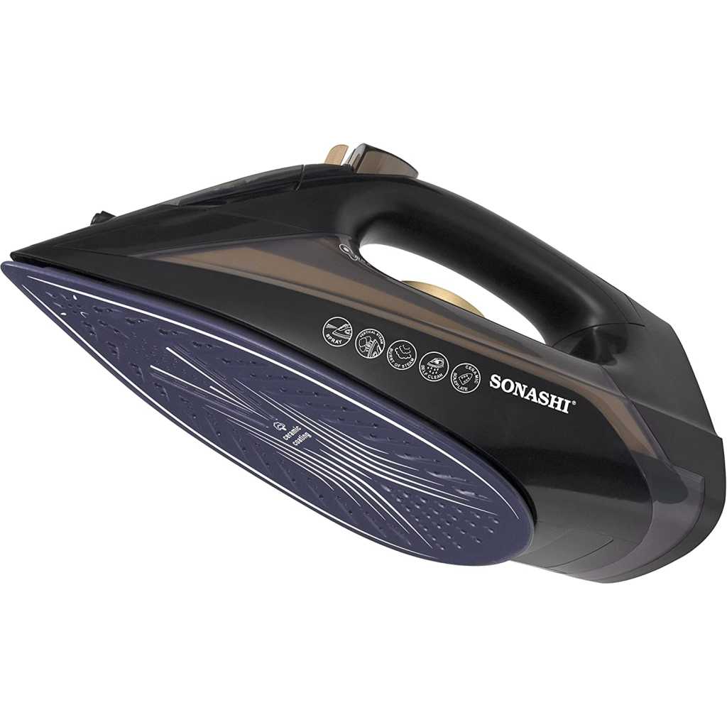 Sonashi Steam Iron With Ceramic Soleplate -2200W (Black-Gold) SI-5074N