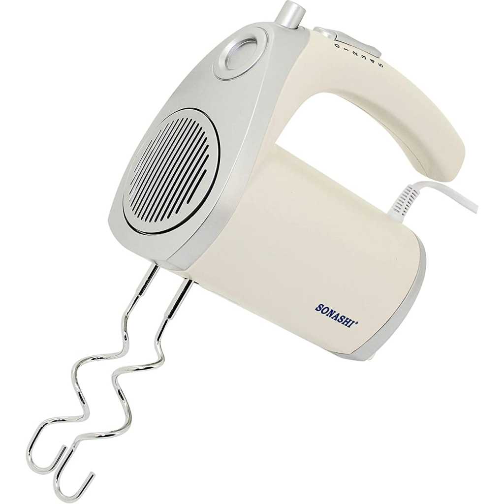 Sonashi Hand Mixer Blender SMX-111 250 W | 5 Variable Speed Control | Easy to Clean and Store | Two Pairs of Beater and Hooks Dough/Stainless Steel Blade