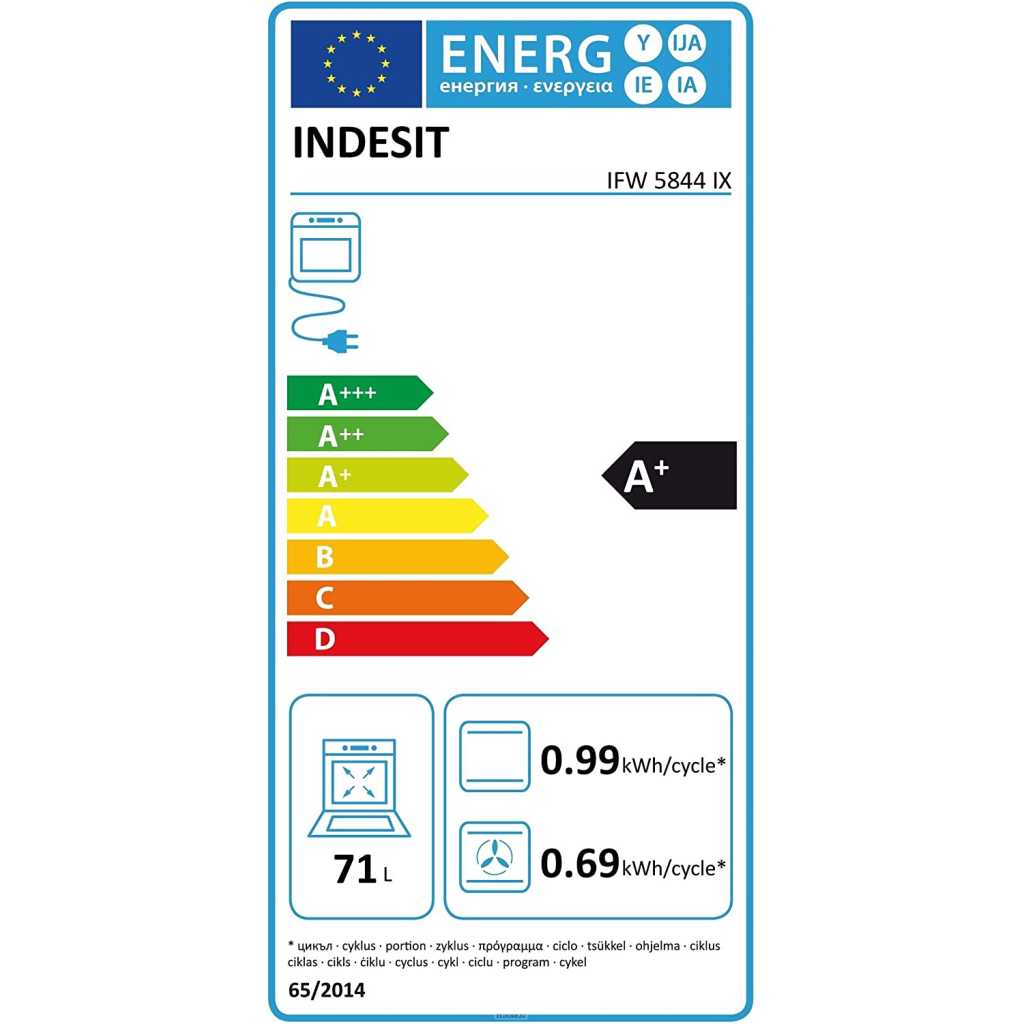 Indesit 71 - Litres Built-in Oven IFW 5844 C IX, 11 Cooking Programs, Oven Fan, Electric Oven- Inox