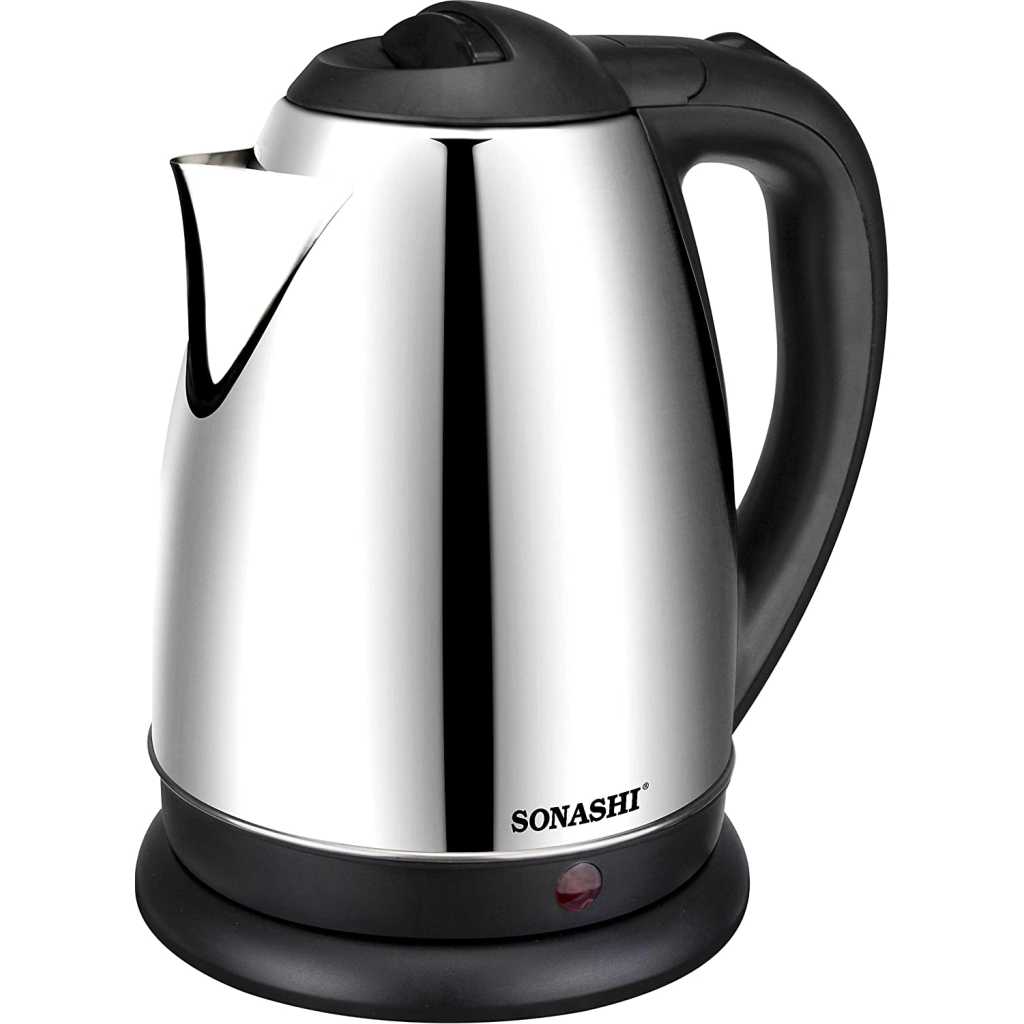 Sonashi 1.8 L Cordless Kettle SKT-1804 - Stainless Steel Kettle w/ Spray Coating, 360-degree Swivel Base, Auto Shutdown, Power On/Off Indicator Light | Home Appliances