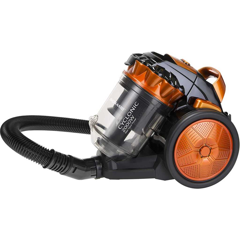 Sonashi Cyclone Vacuum Cleaner [Black-Orange] SVC-9028- 1200W Vacuum Cleaning Machine w/ Metal Telescopic Tube, Speed Control, Low Noise | Home Appliances