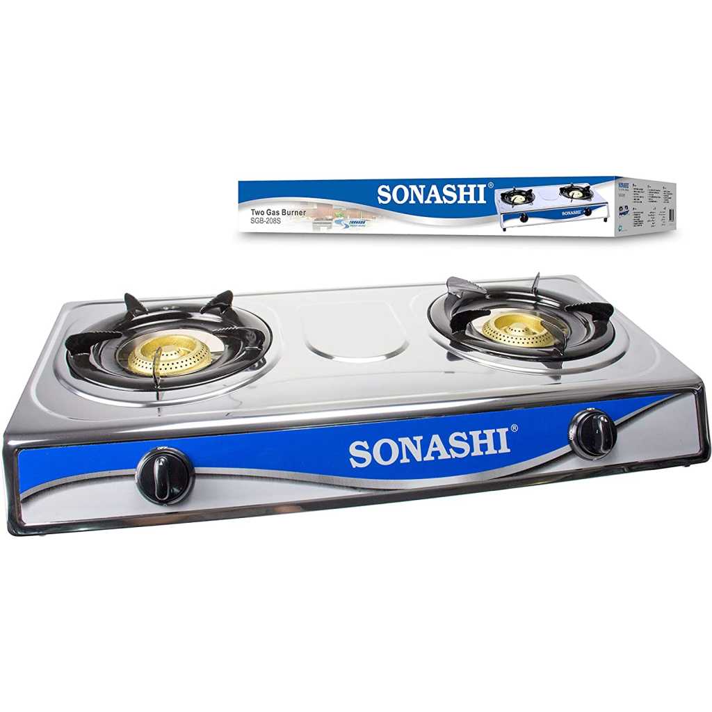 SONASHI SGB-208S Double Gas Stove with Electronic Ignition System – Stainless Steel Two Burner Gas Stove, Low Gas Consumption | Kitchen Tools and Appliances Gas Cook Tops TilyExpress 6