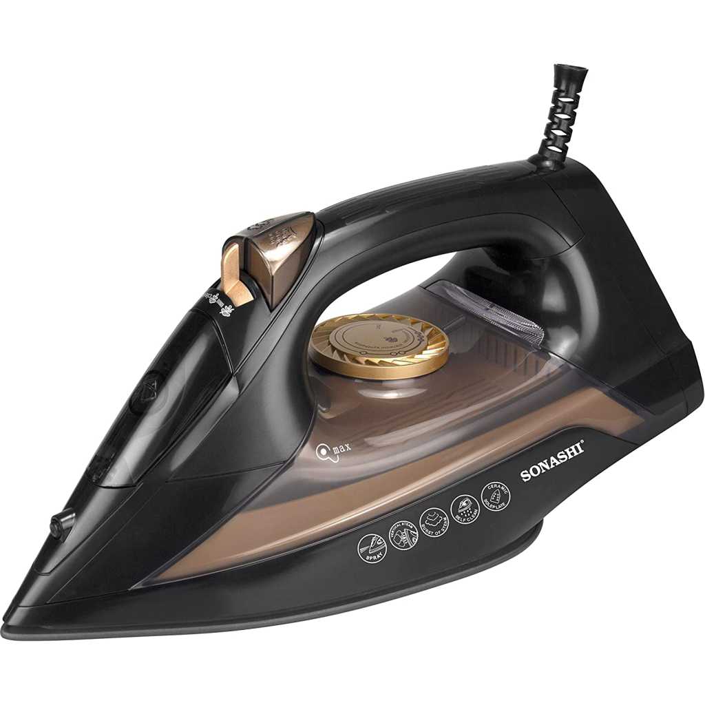 Sonashi Steam Iron With Ceramic Soleplate -2200W (Black-Gold) SI-5074N