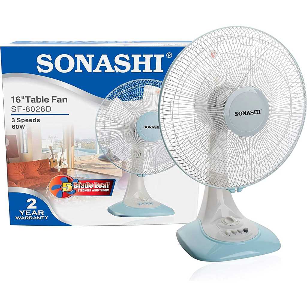 SONASHI Table Fan 16-Inch SF-8028D White/Blue