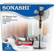 SONASHI SF-8025S Stand Fan – [White] 16 in. Pedestal Fan with 3 Speed Switch, 5 Transparent Blade Leaf, Korean Guard Ring, Low Noise Operation | Perfect Home Décor Appliance Living Room Fans TilyExpress
