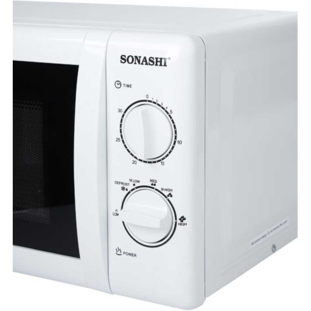 Sonashi SMO-920 20 Liters Microwave Oven w/ Turntable Glass Tray, Adjustable Temperature, Cooking End Signal, Pull Handle Door, Timer | Home Appliances