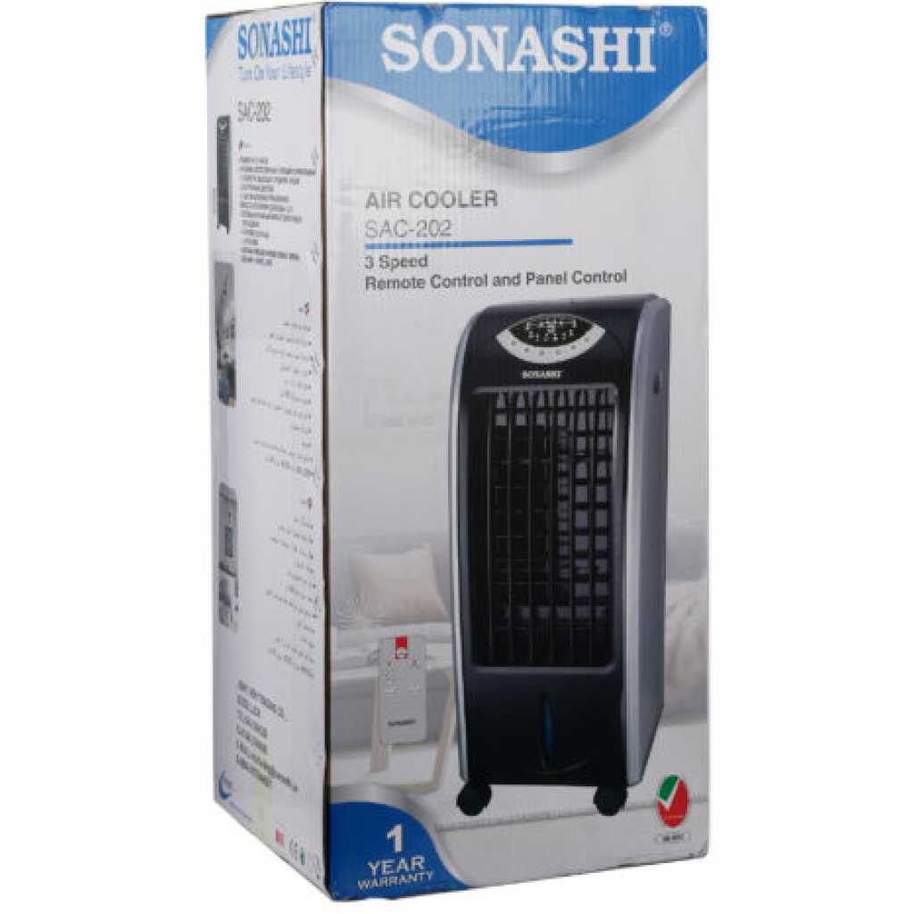 Sonashi 6L Tank Air Cooler SAC-202 With Remote Control, Portable Air Conditioner - Black/White