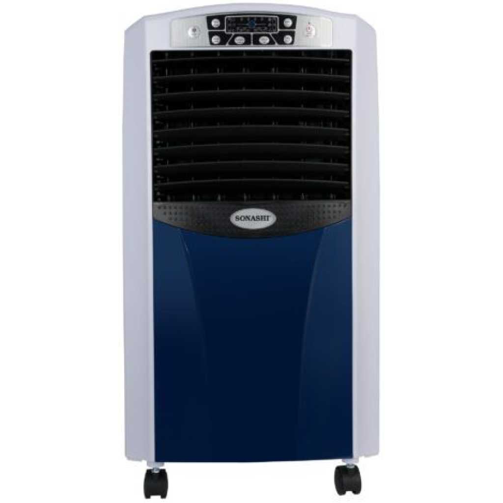 Sonashi SAC-204 Portable Air Cooler w/ 7 Liter Water Tank, 2 Ice Boxes, Three Wind Speeds, Water Level Indicator, 4 Castor Wheels, Electronic Display, 12 Hour Timer | Home Appliance