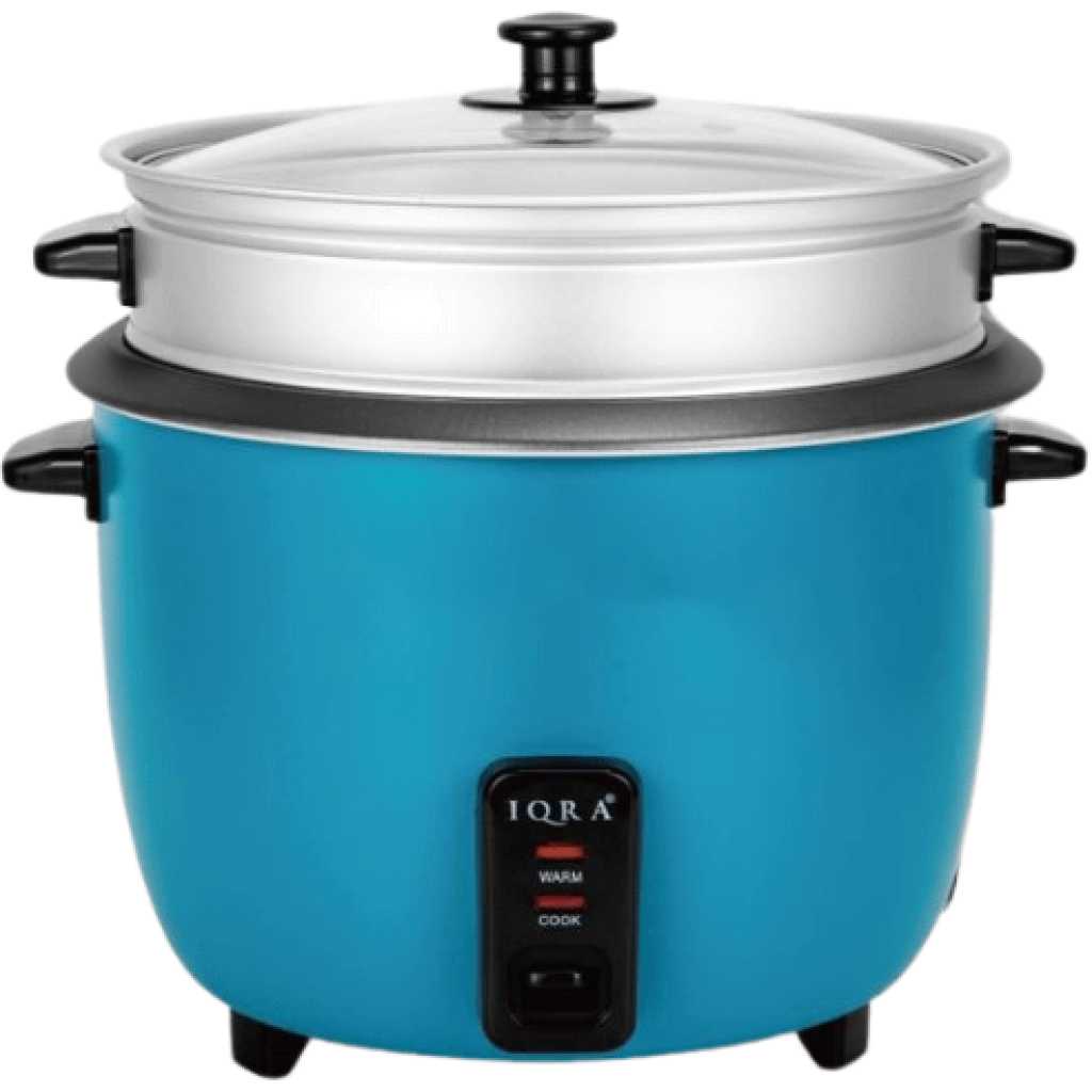 IQRA 2.8-liter Rice Cooker with Steamer IQRC28ST, 1,000 watts - Blue