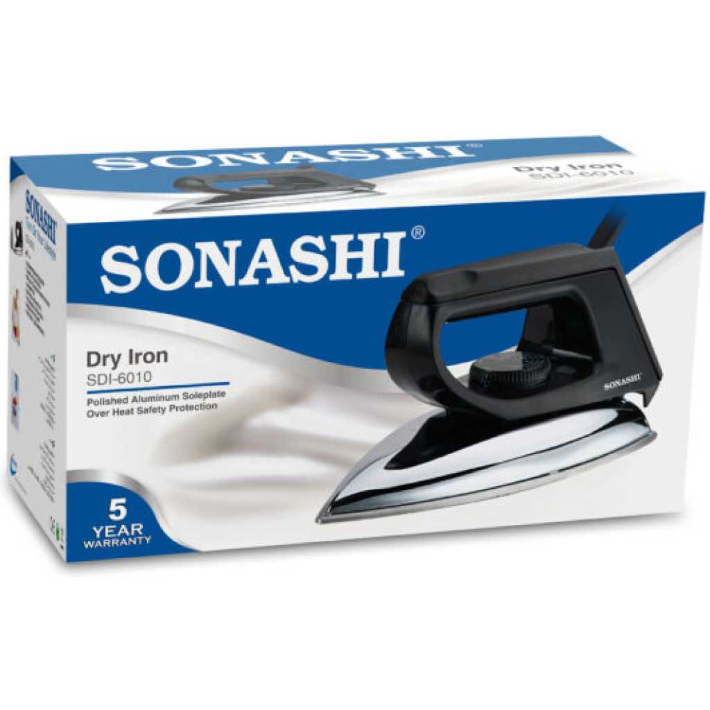 Sonashi Dry Iron With Aluminium Soleplate 1200W (Black) SDI-6010