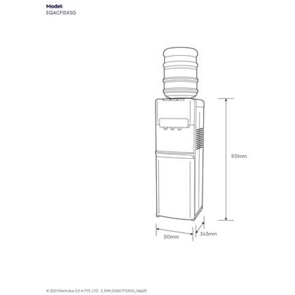 Electrolux Top Loading Water Dispenser, 3 Taps (Hot, Cold & Normal), UltimateHome 300 With Bottom Fridge And Cabinet EQACF1SXSG - Silver