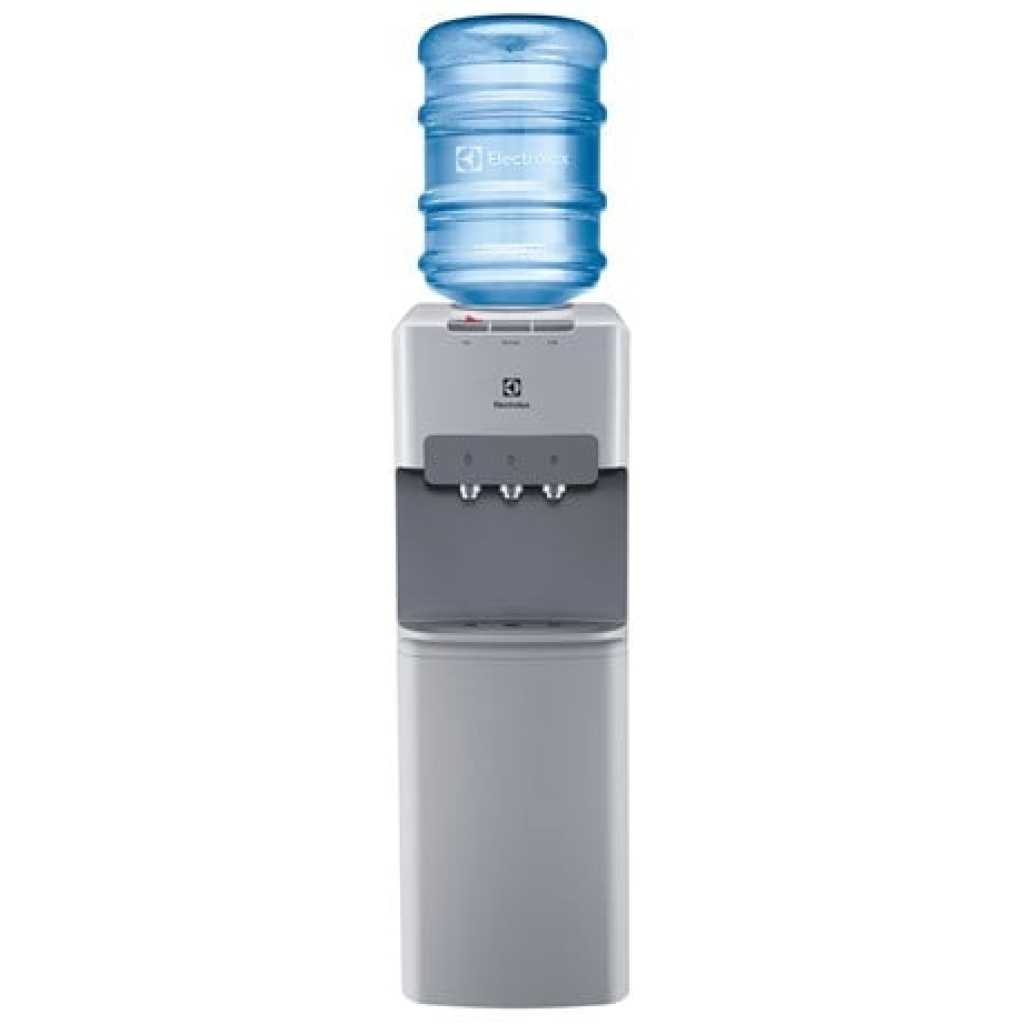 Electrolux Top Loading Water Dispenser, 3 Taps (Hot, Cold & Normal), UltimateHome 300 With Bottom Fridge And Cabinet EQACF1SXSG - Silver