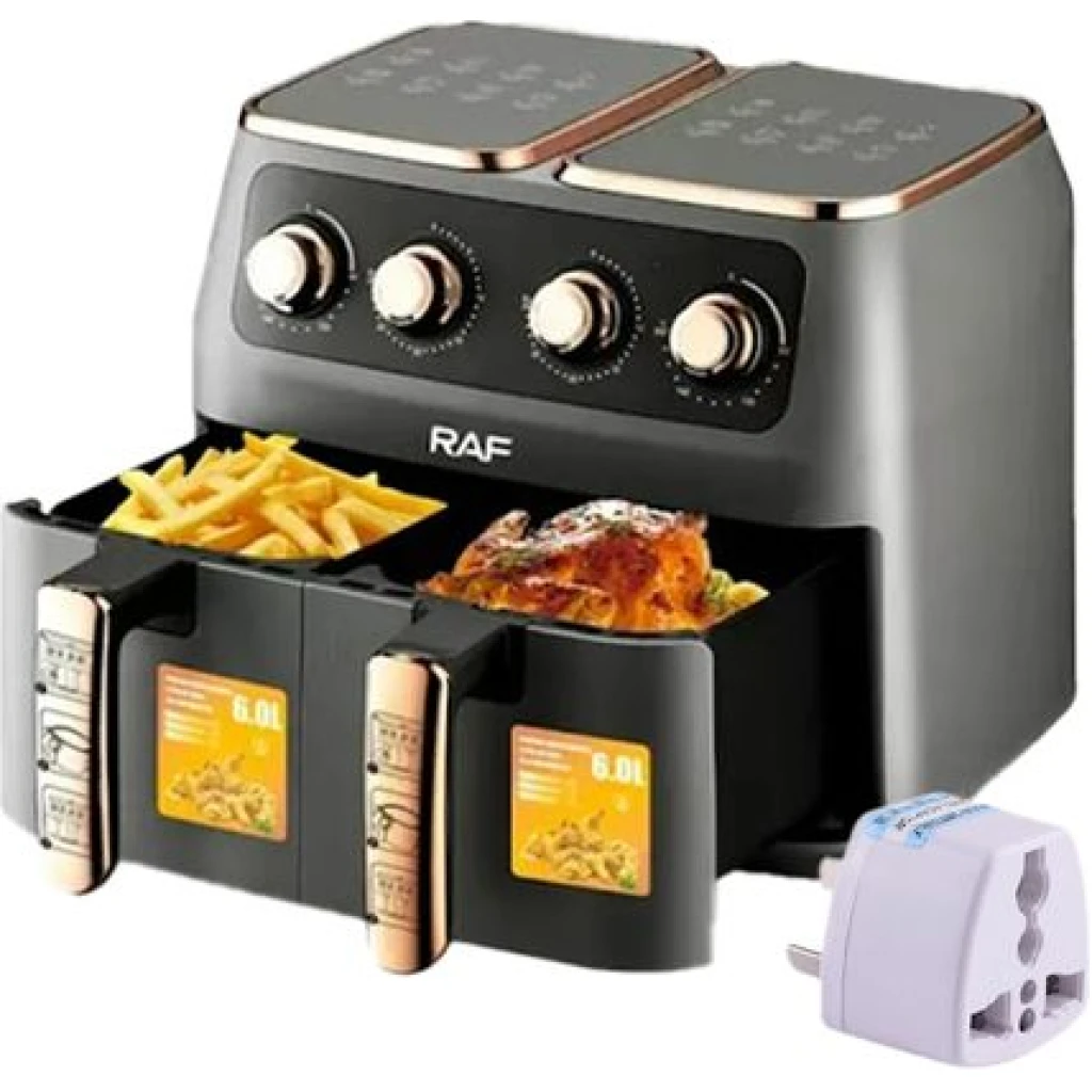 RAF 12L Air Fryer With 2 Independent Baskets - Inox