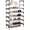 6 Layer Stainless Steel Stackable Shoes Rack Organizer Storage Stand- Black.