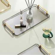 16 Inches Acrylic Serving Tray With Handles Decorative Coffee Table Tray - Clear.