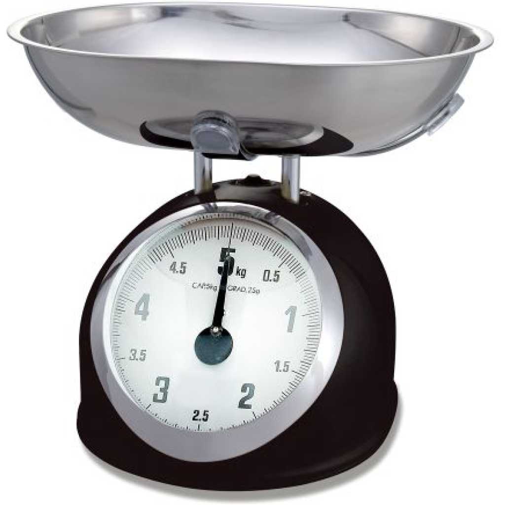 Retro Stainless Steel Mechanical Kitchen Weighing Scale Set - Black