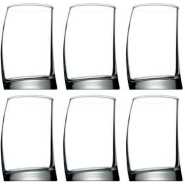 6 Pieces Of Curved Rocks Juice Glasses Tumblers - Clear.