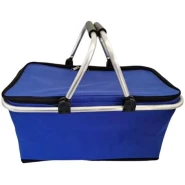 Insulated 2-Layer Lunch Box Bag Leak-Proof Fresh-Keeping Picnic Food Fruit Tot Bag With Metallic Handles- Blue