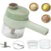 4 In 1 Electric Handheld Cooking Hammer Vegetable Cutter Set Food Chopper Multifunction Vegetable Fruit Slicer For Garlic Pepper Chili Onion- Green