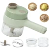4 In 1 Electric Handheld Cooking Hammer Vegetable Cutter Set Food Chopper Multifunction Vegetable Fruit Slicer For Garlic Pepper Chili Onion- Green
