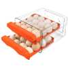 32 Grid Egg Holder For Refrigerator 2-Layer Egg Container Organizer Tray Storage Container- Orange