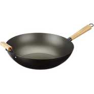 Non-stick Wok Stir Frying Pan Saucepan With Wooden Handle- Black