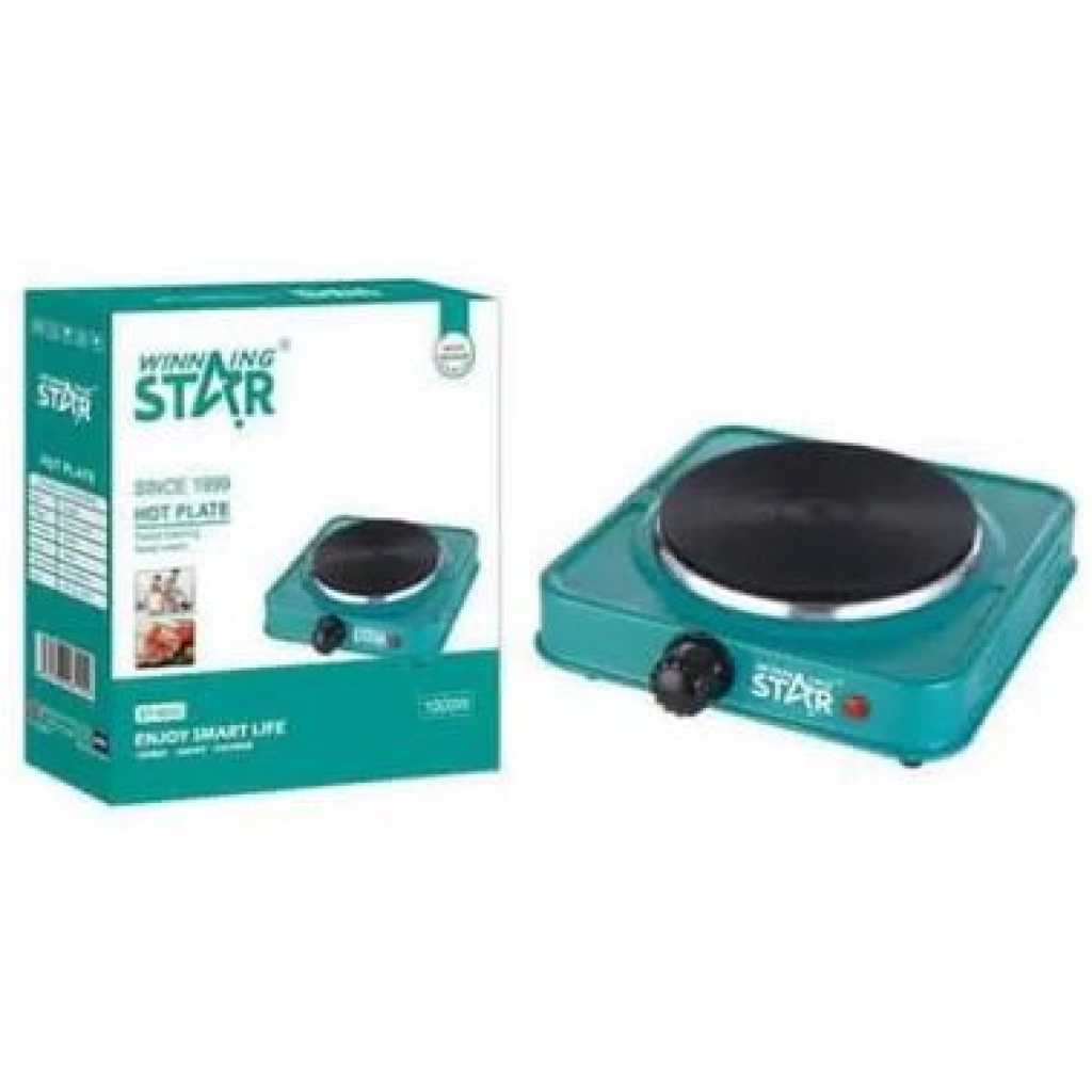 Winningstar 1000W Single Burner Heater Hot Plate with 3*0.75*80cm Charging Cable VDE Plug- Green.