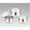 6 Piece 20, 22 & 24CM Stainless Steel Saucepans Cooking Pots- Silver.