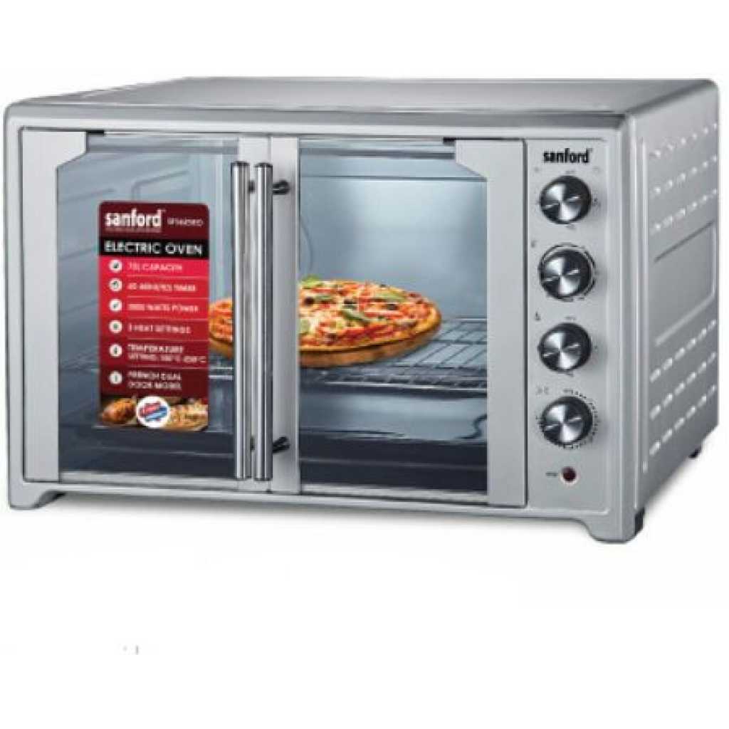 Sanford 75 Litres Double Glass Door Electric Oven Grill Toaster - Grey