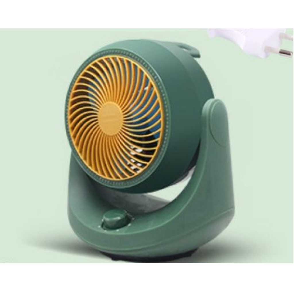 Small Mini Office Desktop Fan, Table Air Circulation Fan, Household Silent Electric Fan, 35nb Low-Noise Operation, Turbo Fan Design- Green