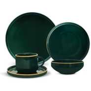 Royal Ford 20Pcs Fine Bone Food Plates Cup Bowl Dinner Set- Green.