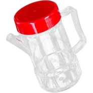 300ml Acrylic Oil Dispenser Honey Pot Vinegar Sauce Bottle For Barbecue- Red.