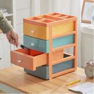 4 Tier Drawer Mini Storage Unit Tower Desktop Makeup Box Organizer - Multi-colour.