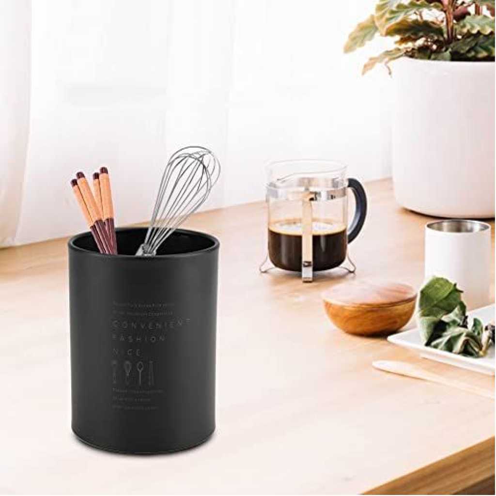 Kitchen Utensil Holder, Storage Rack Can For Forks Spoons Knives Organizer- Black.