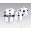 6 Piece 22,24 & 26CM Stainless Steel Saucepans Cooking Pots- Silver.