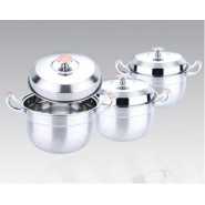 6 Piece 22,24 & 26CM Stainless Steel Saucepans Cooking Pots- Silver.