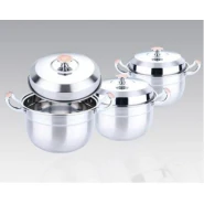 6 Piece 22,24 & 26CM Stainless Steel Saucepans Cooking Pots- Silver.